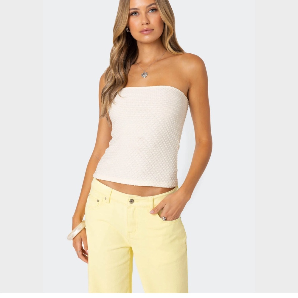 Cream Strapless Top